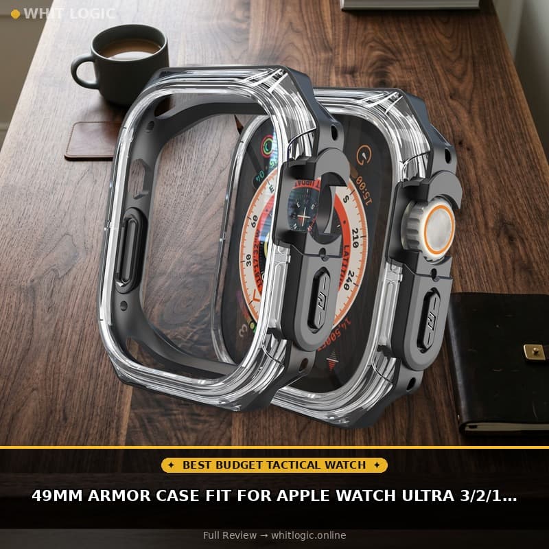 49mm Armor Case Fit for Apple Watch Ultra 3/2/1 49mm Case, Soft Matte Bumper + Hard Transparent Bezel, Heavy Duty Protective Cover Military-Grade Shockproof Bumper for iWatch 49mm Accessories - Black