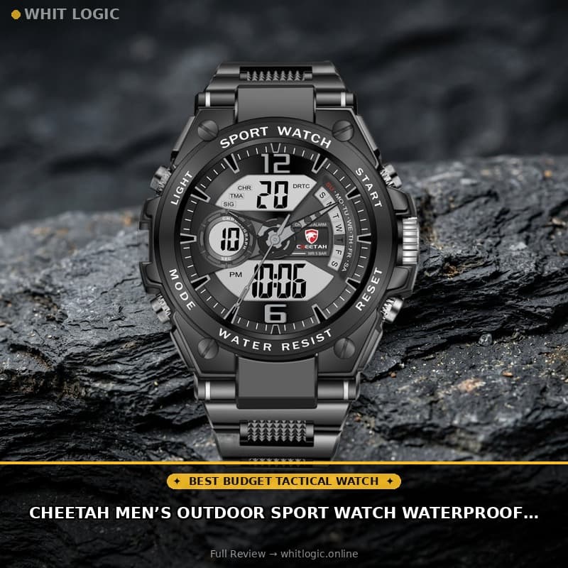 CHEETAH Menβs Outdoor Sport Watch Waterproof Tactical Analog Digital with LED Backlight, Rubber Strap