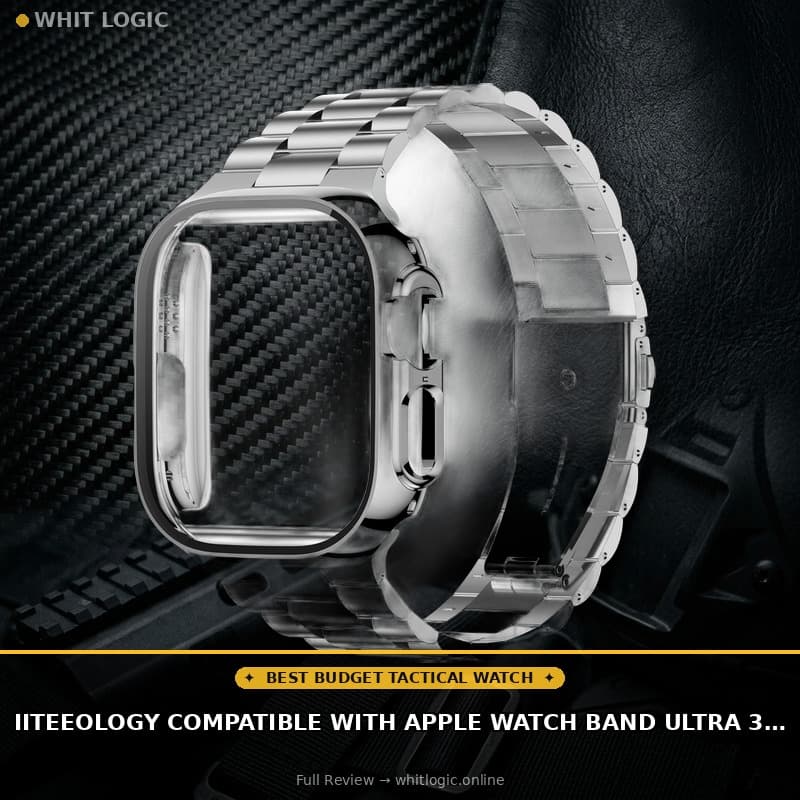 iiteeology Compatible with Apple Watch Band Ultra 3 Ultra 2 Ultra, Upgraded Stainless Steel Band with iWatch Screen Protector Case for Men Silver/Silver